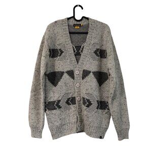 Patapampa Speckled Alpaca Wool Geometric Cardigan Sweater Mens Small